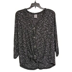 Space Dyed Top No Boundaries Black & Gray Tie Bottom Shirt Size L EUC‎